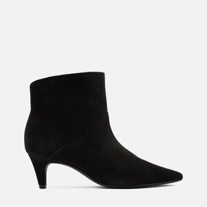 Arezzo Black Suede Short Shaft Boots with Thin Heel